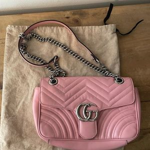 [GUCCI] Marmont GG Chain Leather Handbag